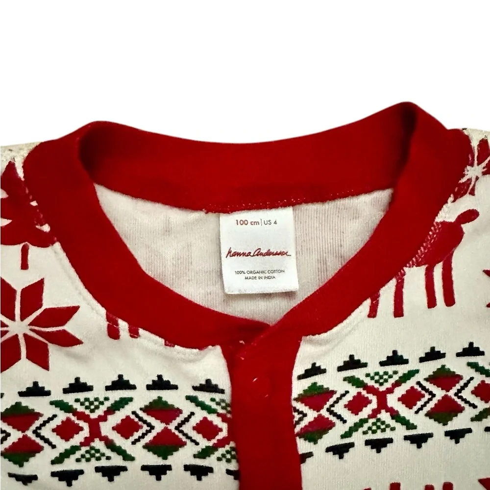 Hanna Andersson Red and White Reindeer Fair Isle Kids Pajamas